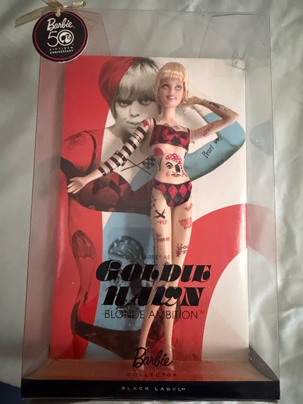 Barbie Blonde Ambition Doll in Black & Red Swimwear Goldie Hawn 2008